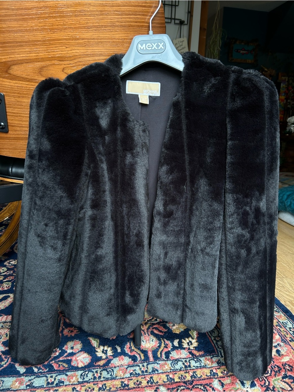 Michael Kors Black Faux Fur Teddy Jacket